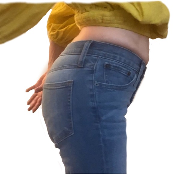 JCrew Button Fly Med Wash High-Rise Crop Flare Raw Hem Sz27 - Picture 7 of 13